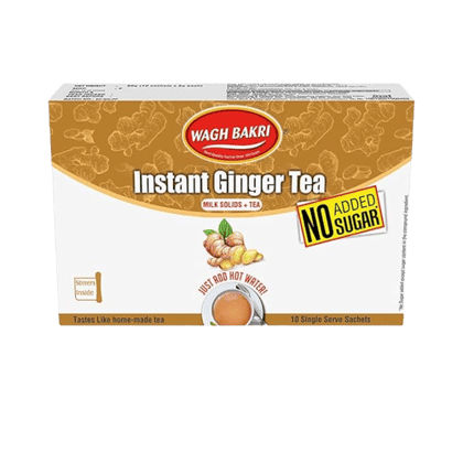 Wagh Bakri Ginger Instant Tea Premix - No Added Sugar - 10 Sachets