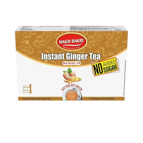 Wagh Bakri Ginger Instant Tea Premix - No Added Sugar - 10 Sachets