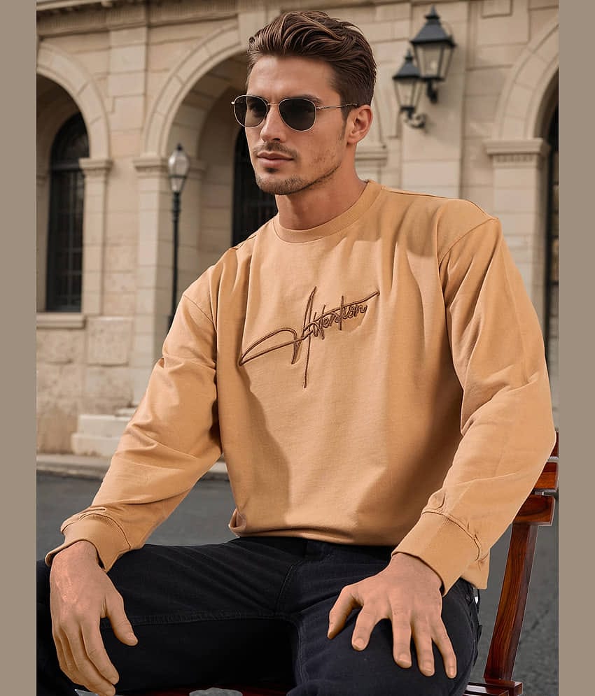 Bene Kleed Cotton Round Neck Men's Sweatshirt - Khaki ( Pack of 1 )