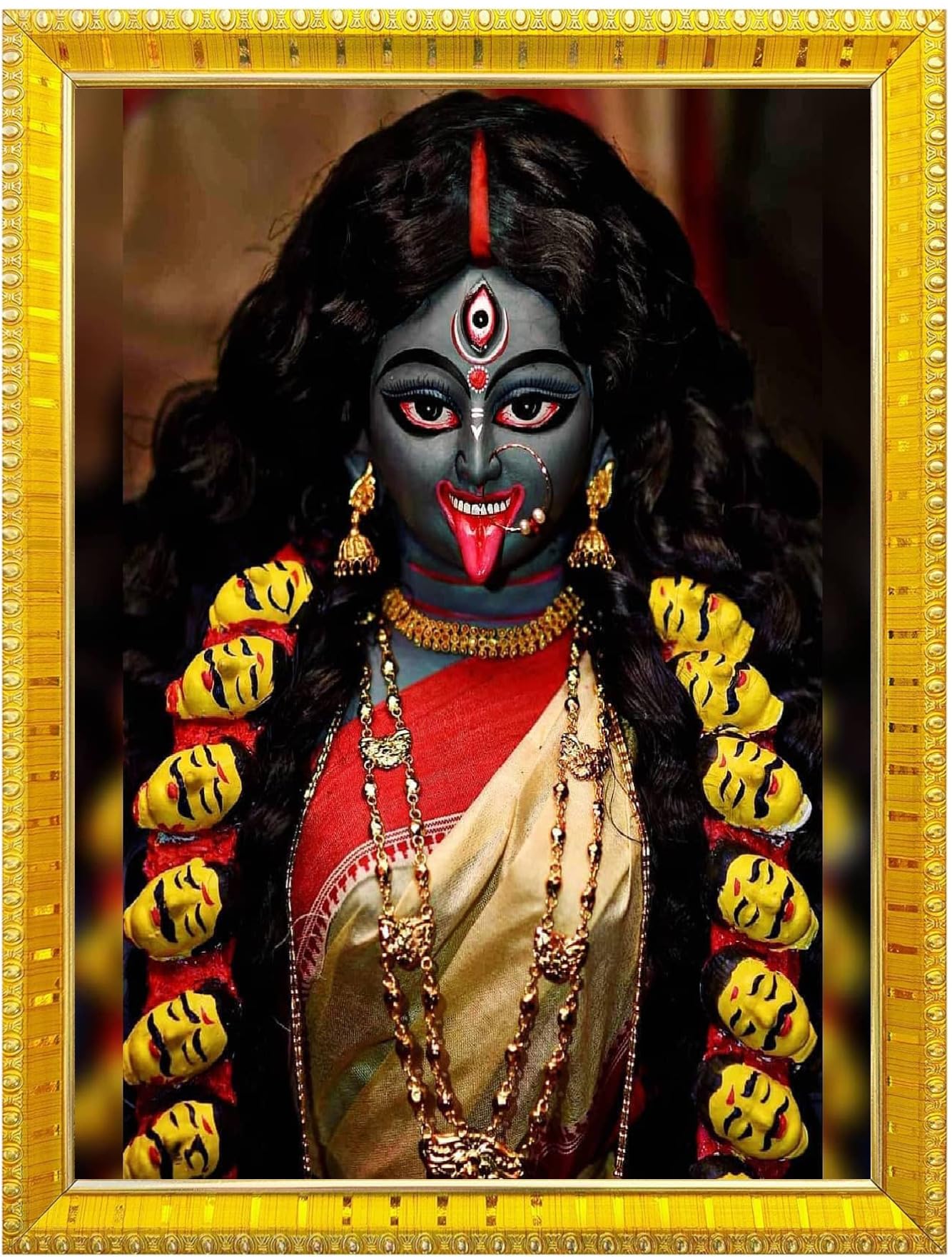NOKKES Kali Devi Maa Mata Photo Frames Religious Photo frame 5X7 Inch Photo Frame_WE5
