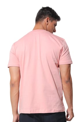 Kinnko Premium Cotton Mens Pink Printed T-Shirt