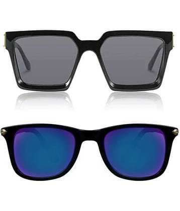 Kanny Devis - Black Rectangular Sunglasses ( Pack of 2 )