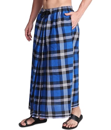 GOWRI TEX Elastic Green Cotton Blend Men's Lungi Dual Pocket ( Pack of 1 )