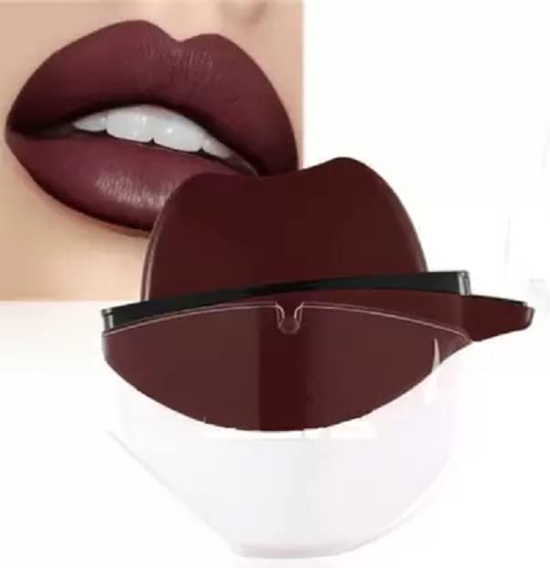 Elecsera Lip Shape Lipstick Long Lasting Waterproof Non-Stick Cup Matte Lipstick (Brown, 10 g)
