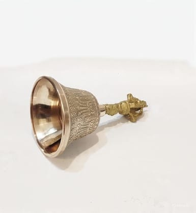 Gold Pure Brass Tibetan Meditation & Healing Bell, 5 Inch, Buddhist Prayer Bell For Yoga, Chakra Healing, Sound Therapy, Home Temple Puja