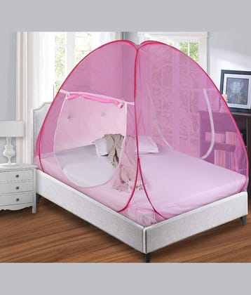 CASA FURNISHING - Pink HDPE - High Density Poly Ethylene Tent Mosquito Net, Machardani ( Pack of 1 )