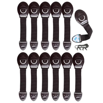 Kids Station Baby Safety Furniture Locks - Strong and Adhesive Child / Toddler / Infants Safety Locks for Drawers, Cabinets, Fridge and Cupboard - Baby Proofing Product - Made In India - Pack of 12 (Brown)