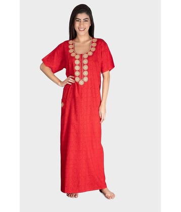 G4Girl - Red Cotton Women's Nightwear Nighty & Night Gowns ( Pack of 1 )