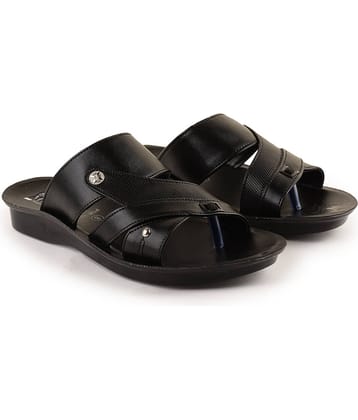 Action Black Men's Leather Slipper