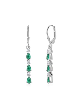 Emerald Linear Dangler Earrings For Women