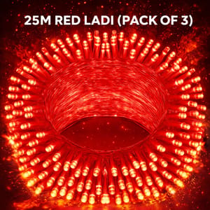 SPARKWORLD 21 Meter Red LED Decorative Ladi Light (Pack of 3) | Bright Festival String Lights for Diwali, Christmas, Wedding & Home Decoration SPARKWORLD 21 Meter Red LED Decorative Ladi Light (Pack of 3) | Bright Festival String Lights for Diwali, Christmas, Wedding & Home Decoration