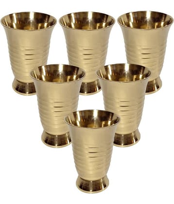 A & H ENTERPRISES - Small Size Glassiya Brass Glasses 100 ml ( Pack of 6 )