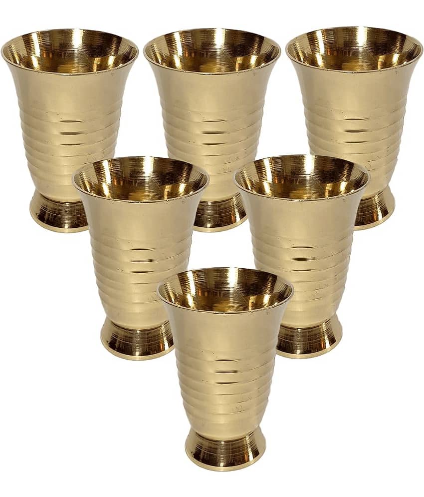 A & H ENTERPRISES - Small Size Glassiya Brass Glasses 100 ml ( Pack of 6 )