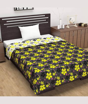 DIVINE CASA Single Polyester Black Floral Dohar