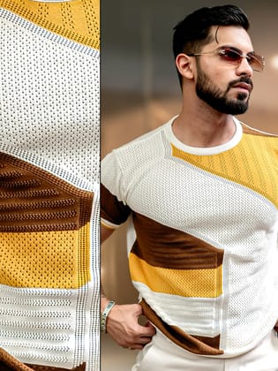 Sheernet FlatKnit Cotton Mustard T-Shirt-S / Mustard