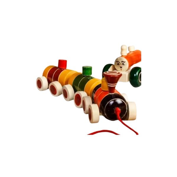 Wooden Colourful Three Coach Train