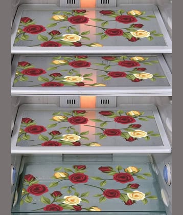 Generic PVC Floral Fridge Mats ( 43 29 ) Pack of 4 - Multicolor