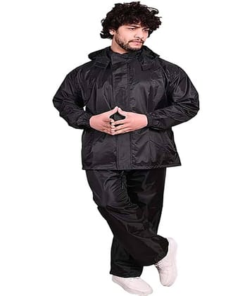 AutoRetail Rainsuit Unisex For Men's & Women’s Rainsuit| Rainwear|Raincoat|Barsaticoat 100% Waterproof Raincoat or Rainsuit Set Along With Hood and Side Pocket With Storage Bag |Black Color