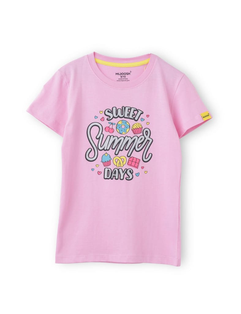 Sophisticated Kids Girls T shirt Cotton Bon Bon Pink Sweet Summer 2025 at ShopCircuit | ONDC
