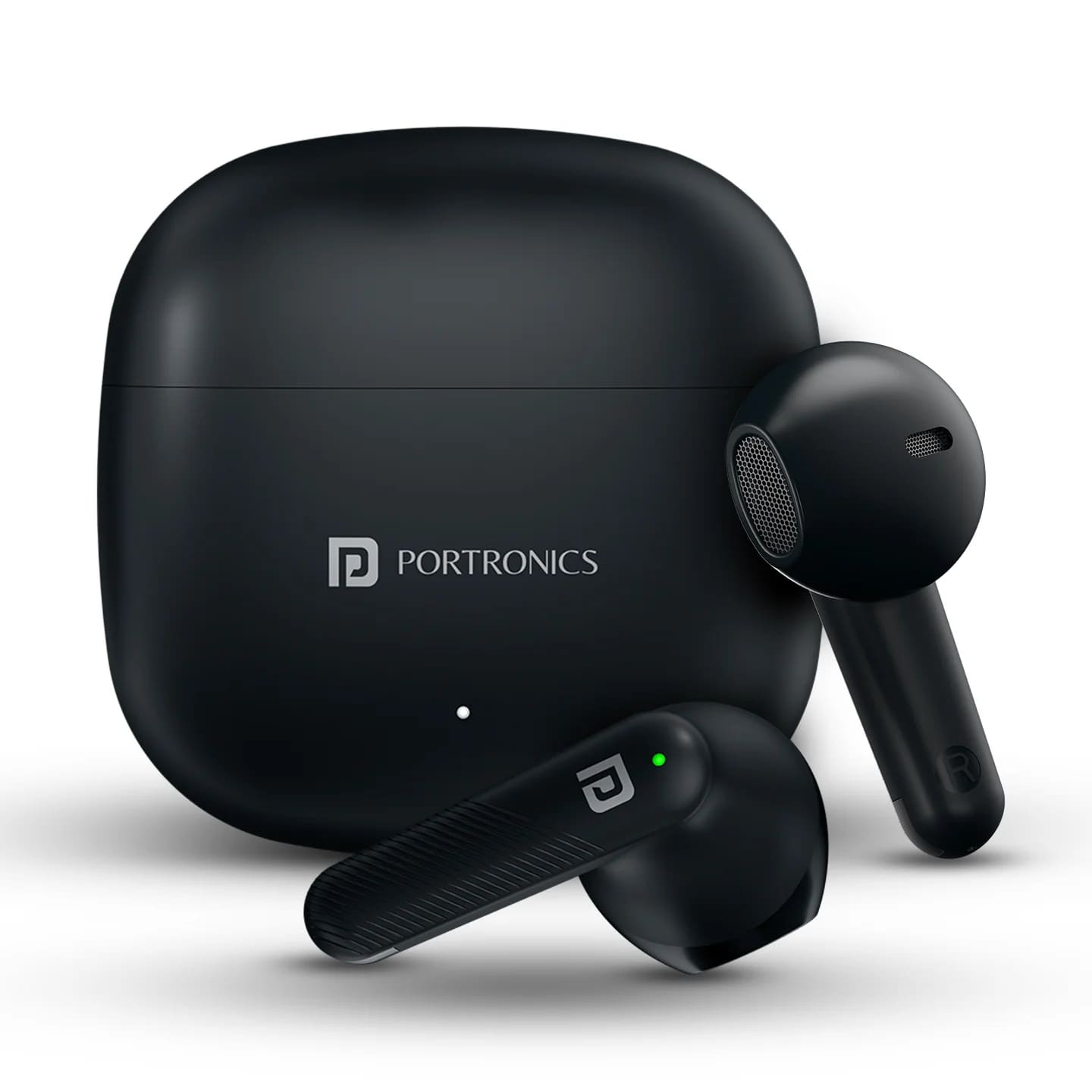 Portronics Harmonics Twins S18, Game & Music Mode, Crystal Clear Calls, Bluetooth 5.3V, Touch Control (Black)