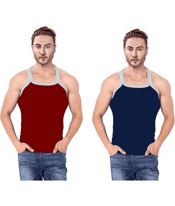D1 DIFFERENT ONE Pack of 2 Cotton Gym Vest For Men ( Multicolor )