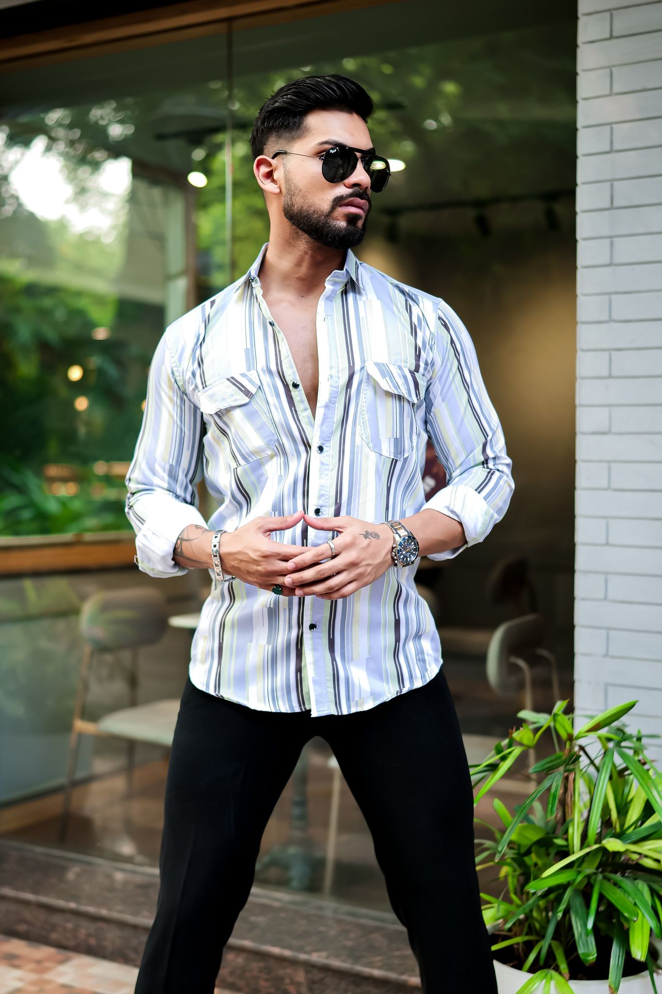 Black-Sky Linning Double Pocket Shirt