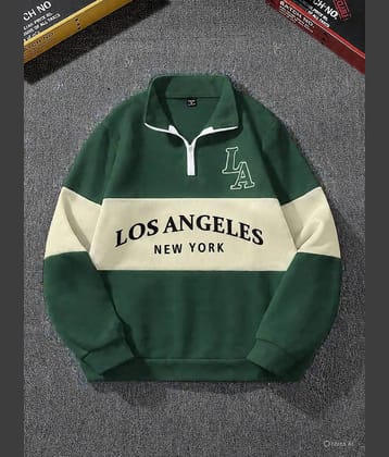 Christy World Fleece High Neck Men's Sweatshirt - Green ( Pack of 1 )
