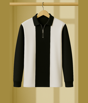 Try This Cotton Blend Polo Collar Men's Sweatshirt - Black ( Pack of 1 )