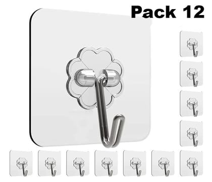 Rudra Adhesive Stronger Plastic Wall Hooks Hangers, Waterproof Stick for Kitchen Bathroom Shower Door Outdoor Home Improvement Utility Hook -12 Pcs Transparent Rudra Adhesive Stronger Plastic Wall Hooks Hangers, Waterproof Stick for Kitchen Bathroom Shower Door Outdoor Home Improvement Utility Hook -12 Pcs Transparent
