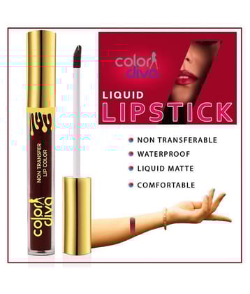 COLOR DIVA Non Transfer Matte Liquid Lipstick, Wine Bery, 6ml