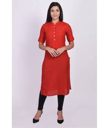 SAART BUNAAI Red Cotton Straight Kurti