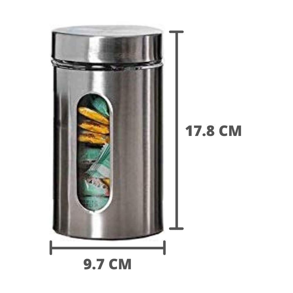 Femora Glass Window Jar for Kitchen Storage, 300 ML - Set of 4, Free Replacement of Lids