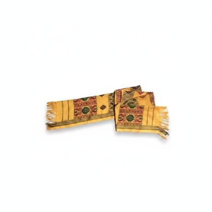 Ethnic Mustard Printed Dupatta with Tassels