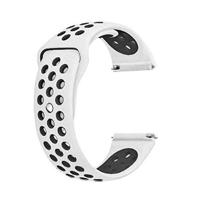 White Black Dotted Silicone Strap For Smart Watch 22mm-Noise ColorFitFit Ultra Buzz