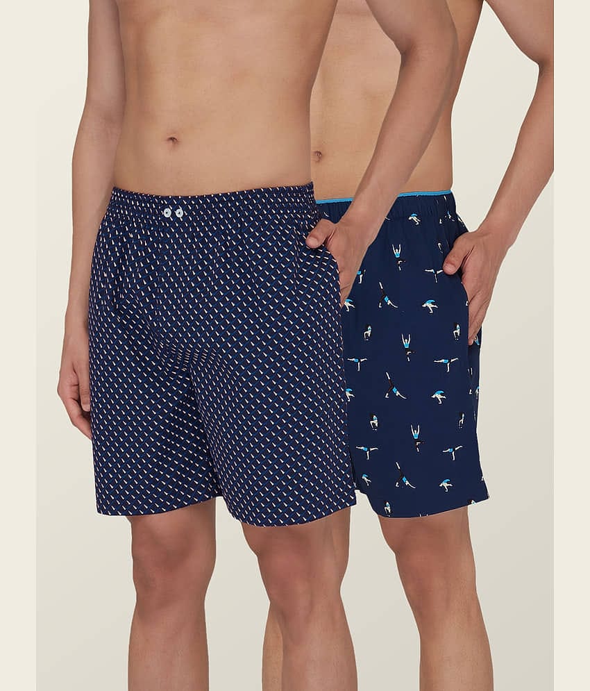 XYXX Pack of 2 Cotton Blend Boxers For Men's ( Blue )