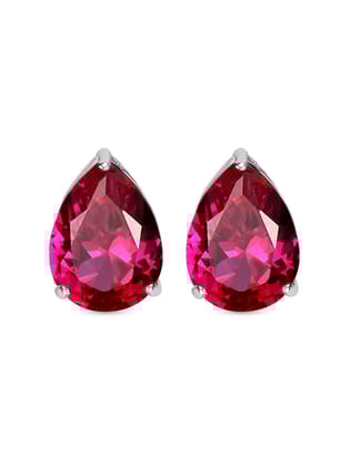 Synthetic Ruby Studs In 925 Silver
