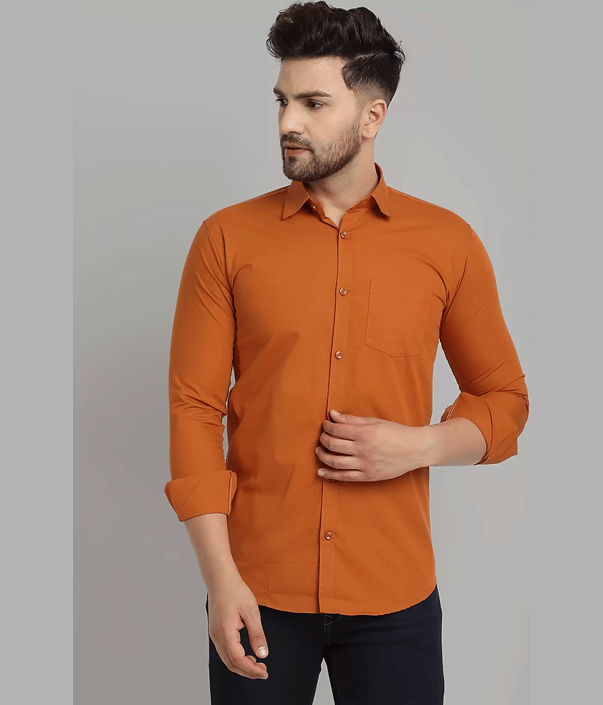 VERTUSY - Orange Cotton Regular Fit Men's Casual Shirt ( Pack of 1 )