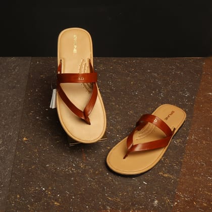 Bespoke Women's Tan Beige Knotted V-Strap Customized Slippers with Name Initial By Brune & Bareskin-40/6