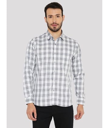 Maharaja Cotton Blend Slim Fit Checks Full Sleeves Men's Casual Shirt - Grey ( Pack of 1 )