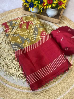 Bandhani Print with zari work
