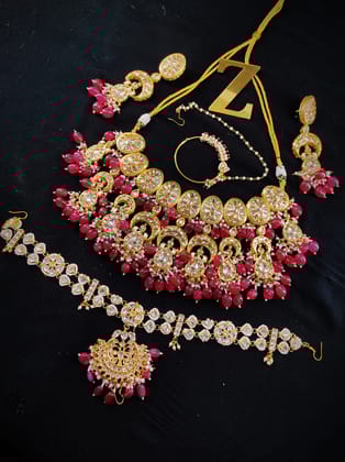ZEVAR | Kundan Choker Bridal Necklace With Earrings & Maangtika