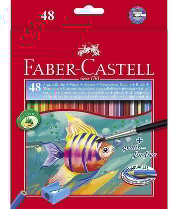 Faber-Castell Aquarelle Water 48 Shades Round Shaped Color Pencils (Set Of 48, Multicolor)