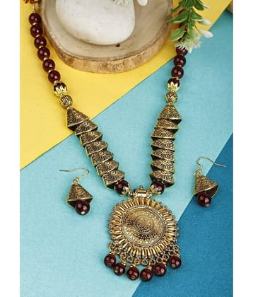 Sunhari Jewels Maroon Alloy Necklace Set ( Pack of 1 )