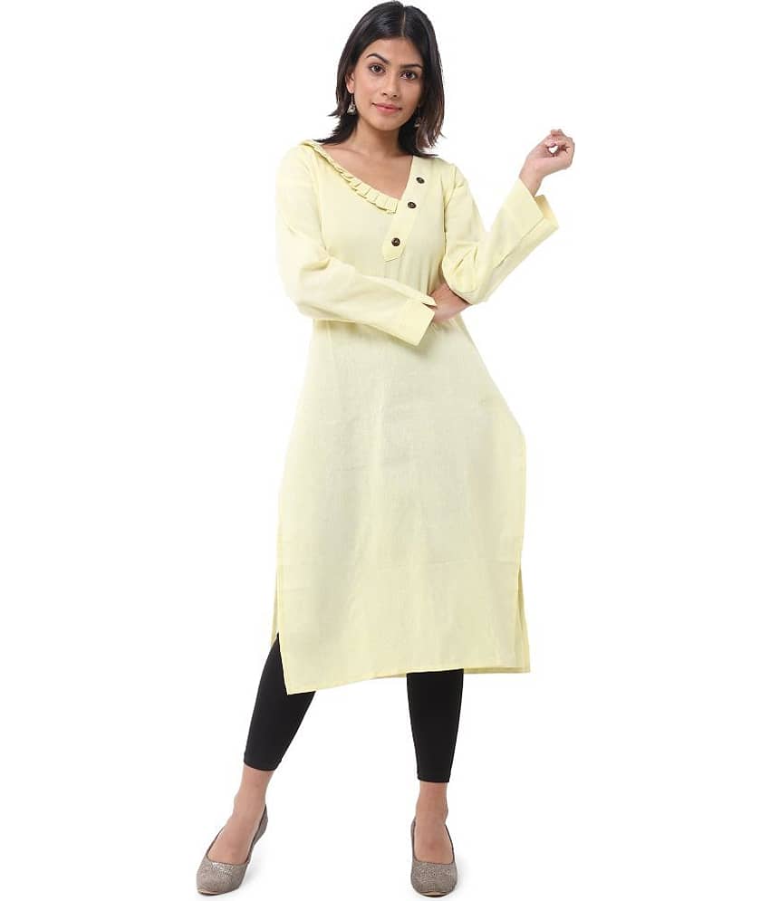 DESHBANDHU DBK - Yellow Cotton Women's Straight Kurti ( Pack of 1 )