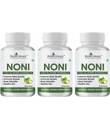 Herbs Library Noni Capsule For Boost Immunity & Blood Sugar, 60 Capsules Each (Pack of 3)