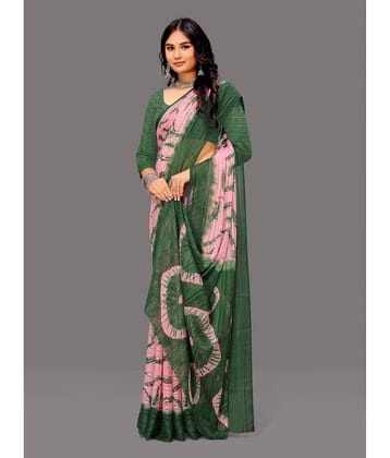 Sitanjali Georgette Printed Saree With Unstitched Blouse Piece ( Red )