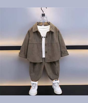 Ocvito Pack of 1 Boys Woollen Shirt & Pants Set ( Brown )