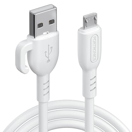 Portronics Konnect Core 3 USB-A to Micro Fast Charging Cable for Smartphones (White)