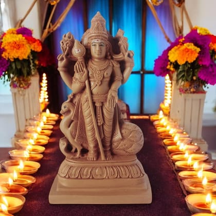 AMS Thiruchendur Murugan Idol Hancrafted Hindu God Kumara Swamy Statue for Home Decor, Religious Showpiece for Prayer Room, Pooja Mandir & Spiritual Gifting 21.5 Cm