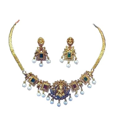 gant Kanti Gold Plated Necklace and Earring SetEle